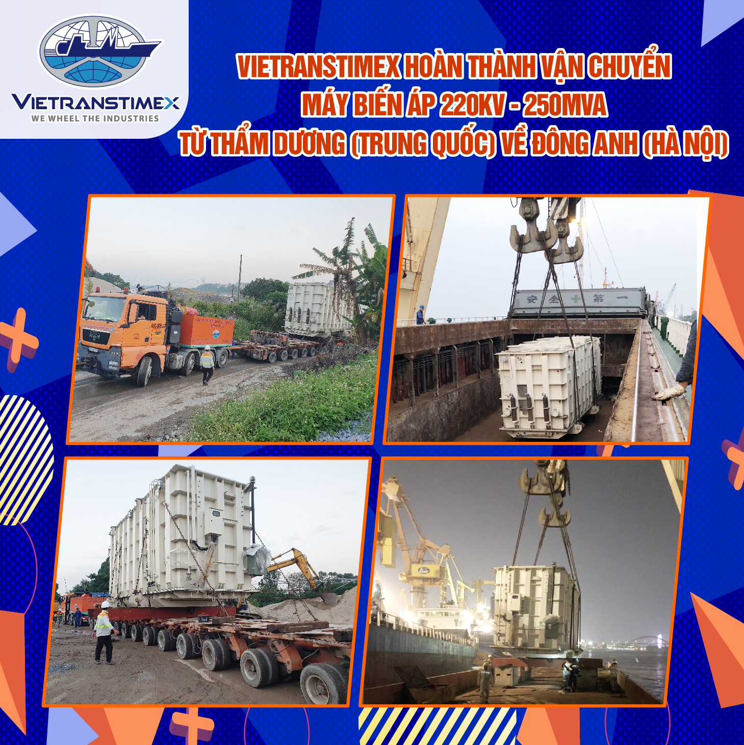 Vietranstimex Fully Completed Transportation Of 220kV - 250MVA  Transformer  From Shenyang (China) To Dong Anh (Hanoi)