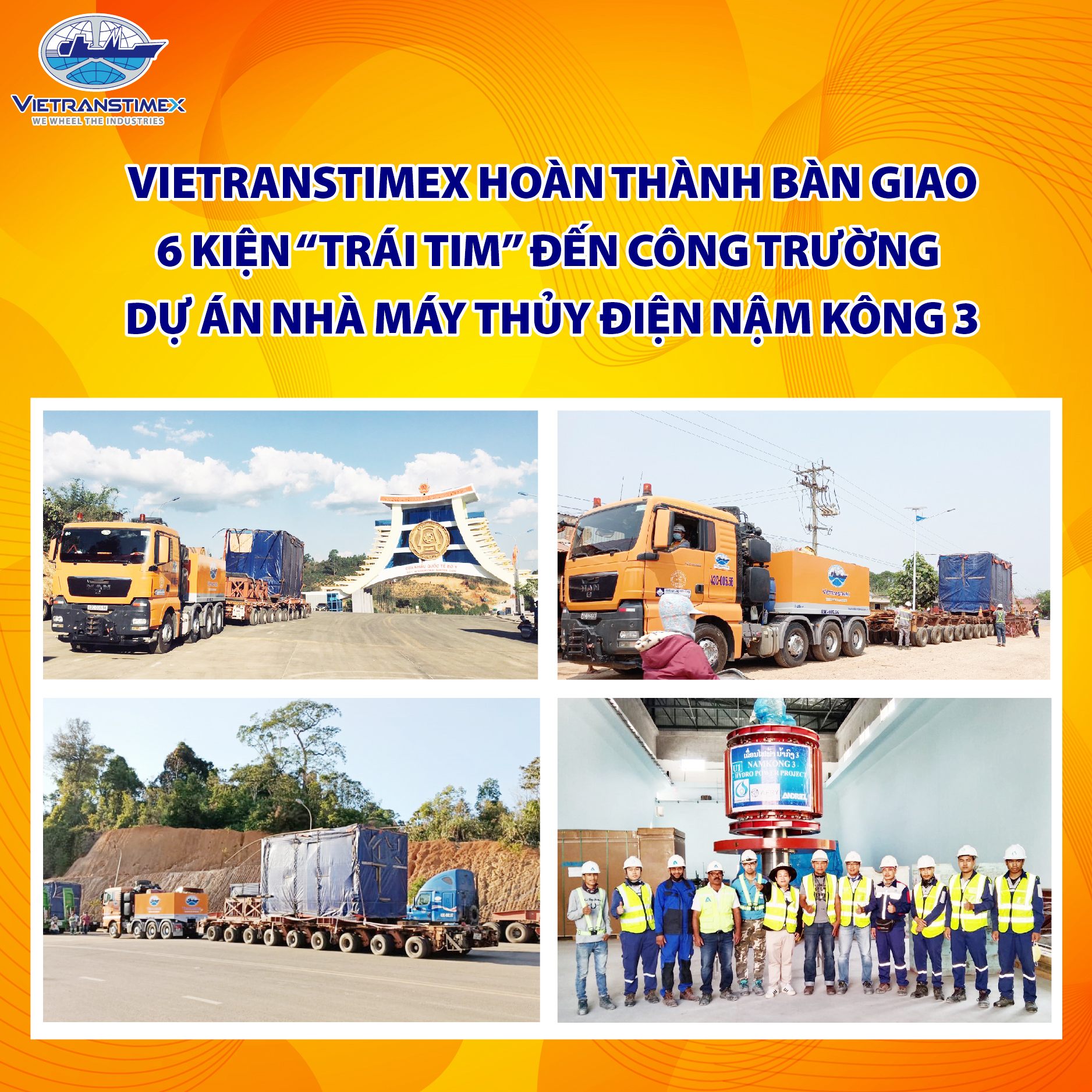 VIETRANSTIMEX COMPLETED HAND-OVER OF 6 “HEART” PACKAGES TO NAM KONG 3 HYDROPOWER PROJECT SITE
