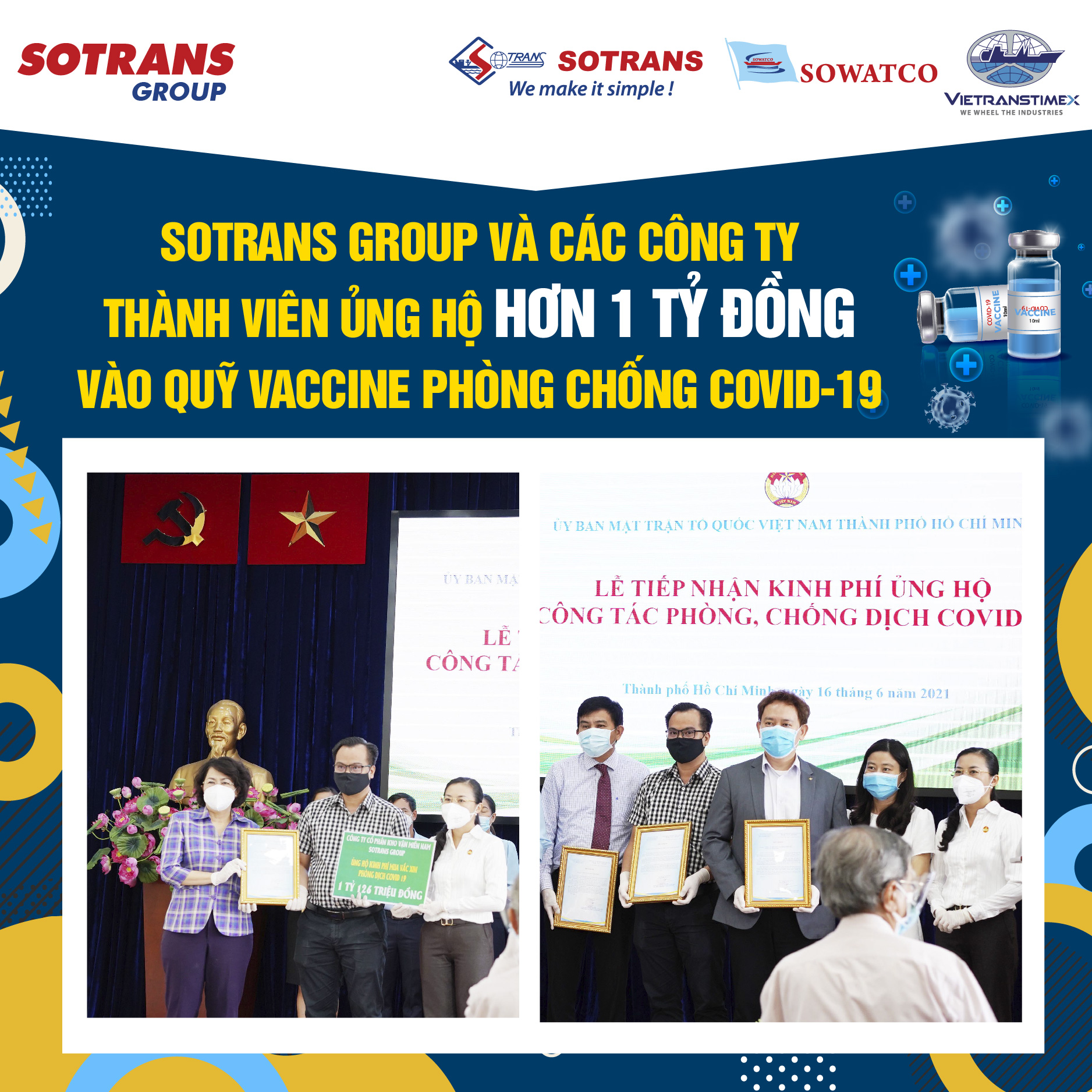 Sotrans Group And Member Companies Donate More Than 1 Billion Vnd To Covid-19 Vaccine Fund