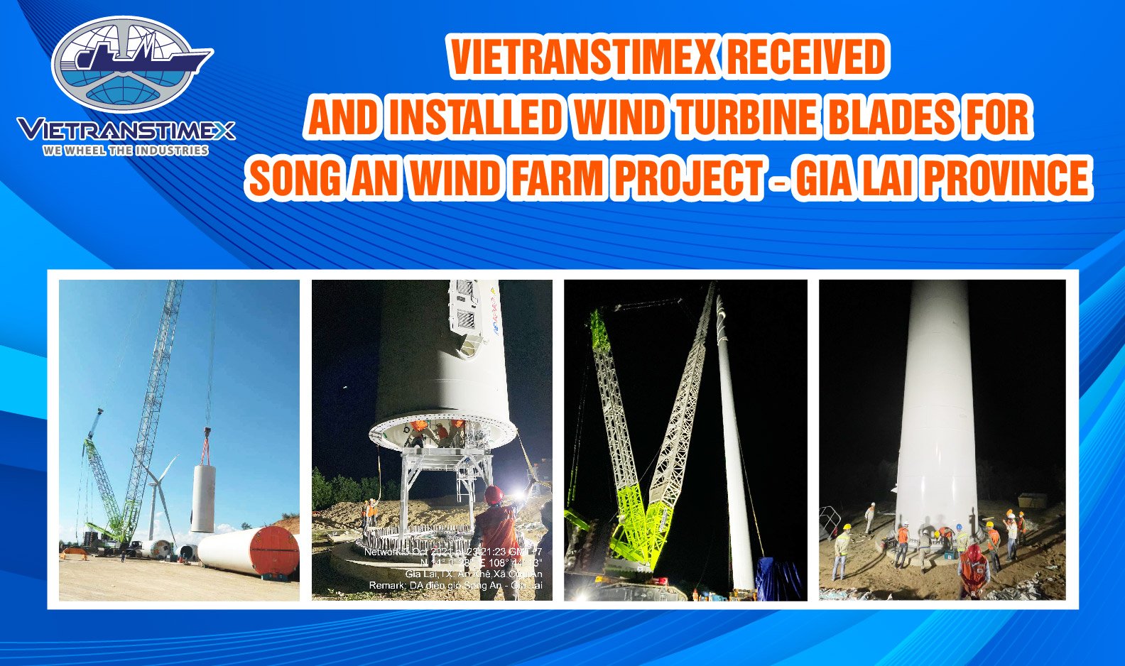 Vietranstimex Tiếp Nhận Lắp Đặt Turbine Gió Cho Dự Án Điện Gió Song An – Gia Lai